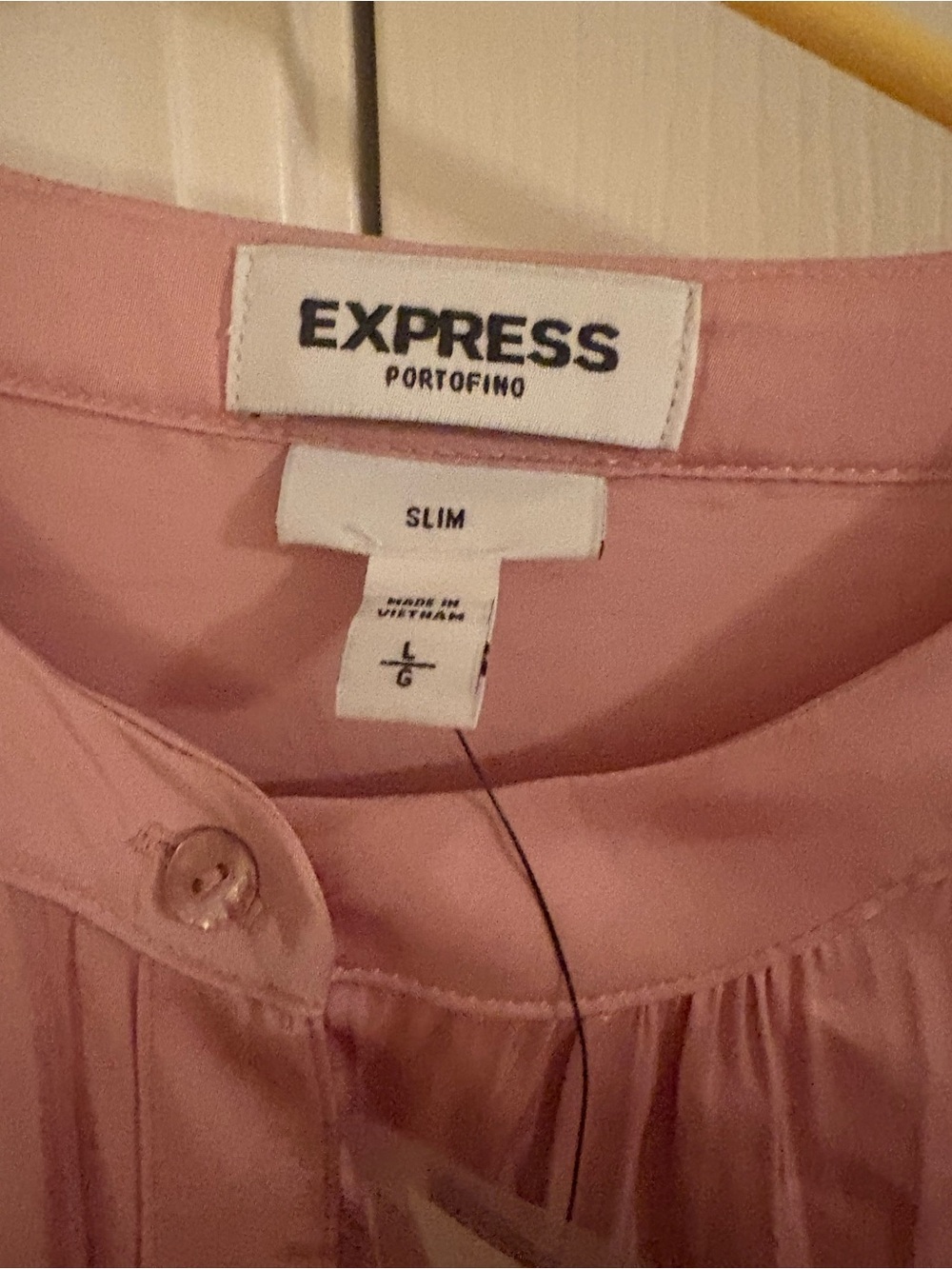 Express Blush Pink Ruffle-Shoulder Button-Down Blouse - Picture 4 of 6